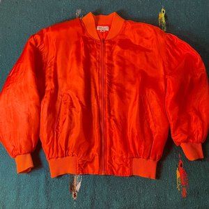Vintage Silk Orange Bomber Jacket- Carol Horn Size Small